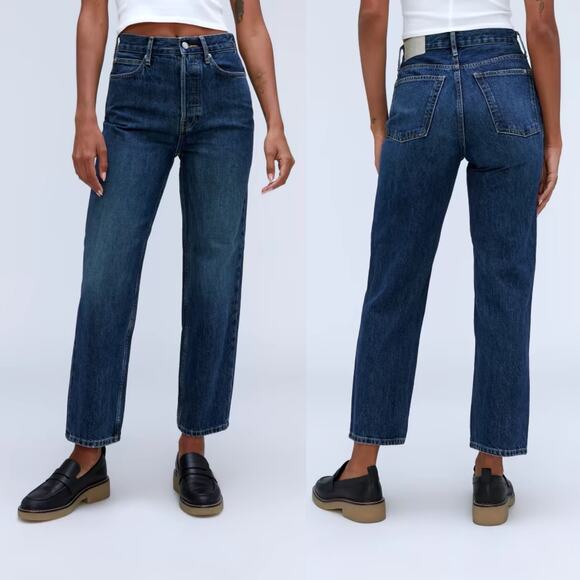 New Everlane The 90's Cheeky Jean High Rise Rigid Denim Indigo Women 24 Long NWT - Picture 1 of 10
